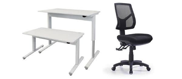 Teacher desks and chairs